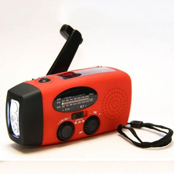 

multifunctional hand radio solar crank dynamo powered am/fm/noaa weather radio use emergency led and power bank1