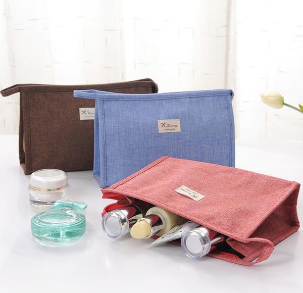 

10pcs women frosting plain solid travel zipper cosmetic bag mix color