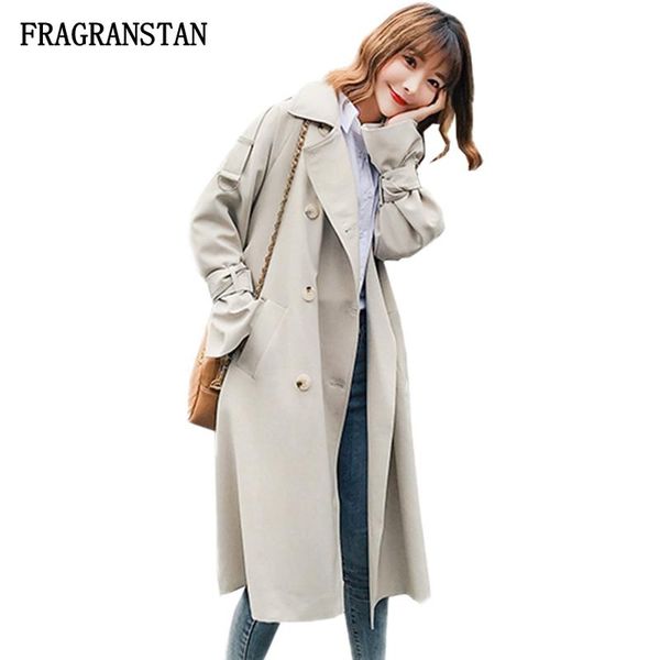 

women's trench coats 2021 female spring autumn turn down collar long coat women fashion double breasted casual outerwear jq508, Tan;black