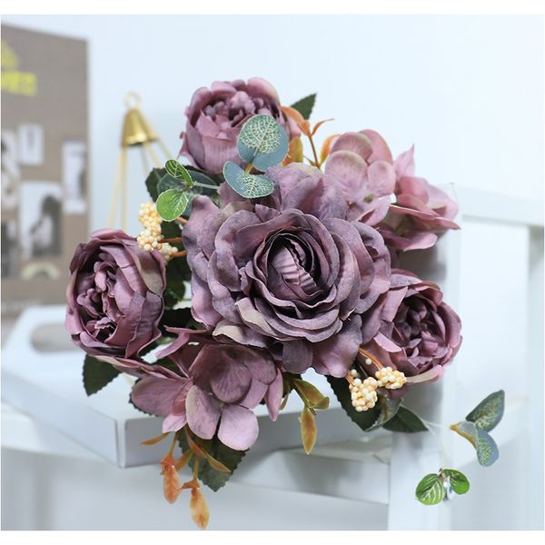 

artificial flowers retro silk rose bouquet hydrangea peony vintage bride holding fake flower home wedding decoration accessories f bbykzr