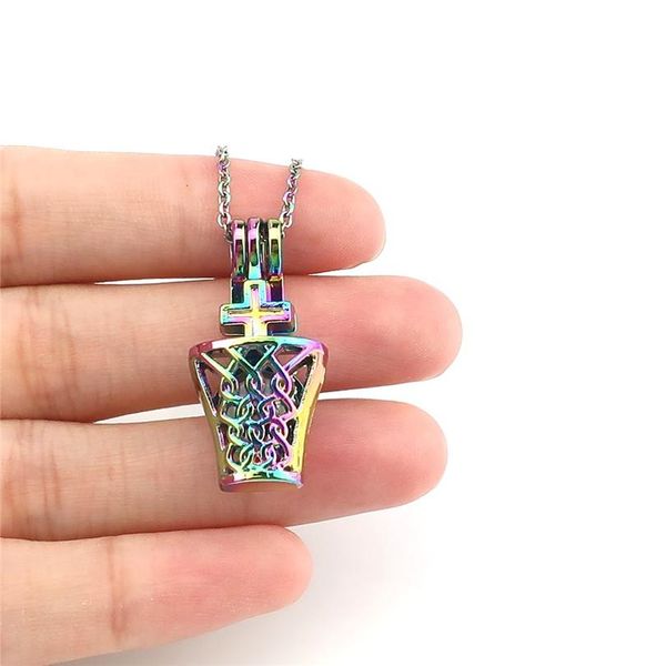 

c944 colors cross perfume bottle cage cage cage celect celence подвеска аромат эфирное масло диффузор развлечения весело подарок wmtels, Silver