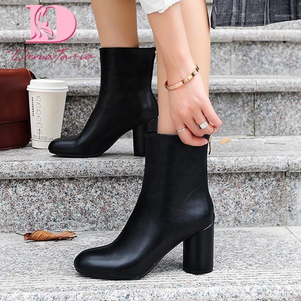 

doratasia new large sizes 43 square toe high heels winter boots elegant party office lady women shoes1, Black