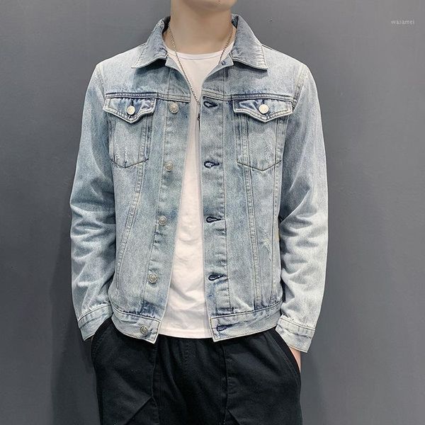 

2020 young men denim jacket tide water hole in restoring ancient ways of cultivate one's morality long-sleeved jacket1, Black;brown