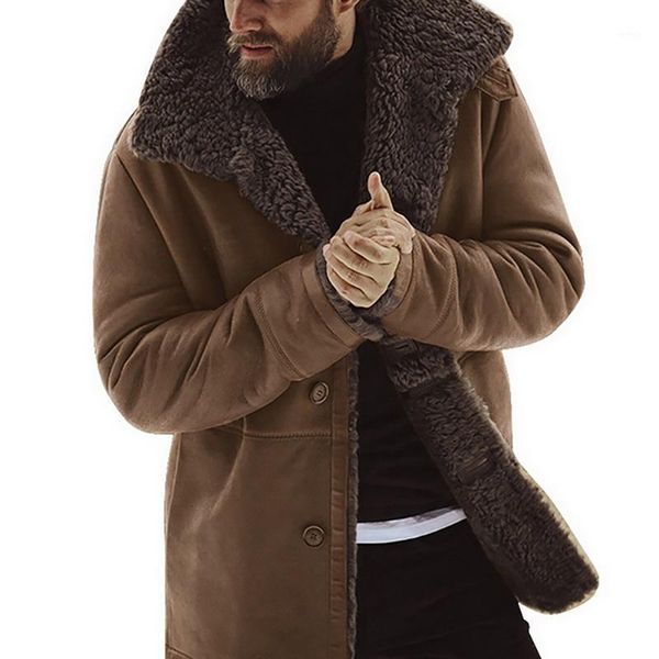 

2020 winter coats men warm male clothing casaul fleece lined thick woolen overcoat wool blend jackets plus size1, Black;brown