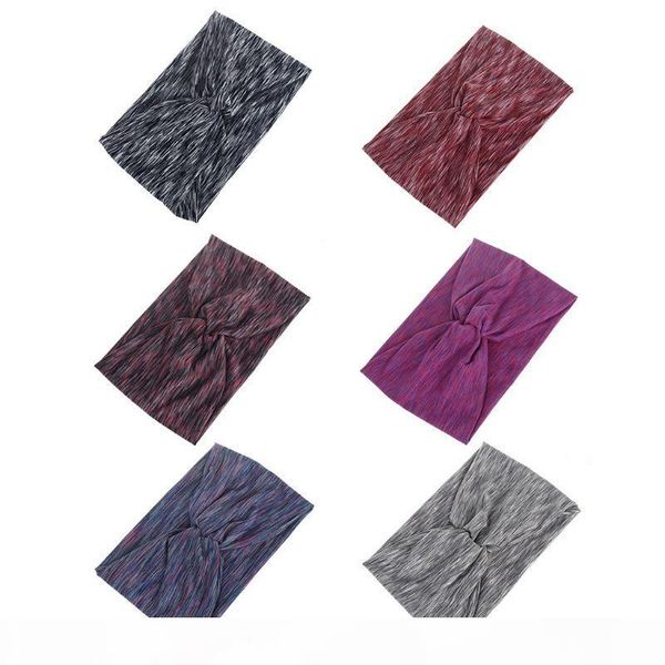 

women sport wide headband contrast color stripes yoga sweat wicking knot bandana