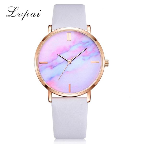 

lvpai brand women watches luxury leather strip marble dial dress wristwatch girls quartz clock relogio feminino watch women, Slivery;brown
