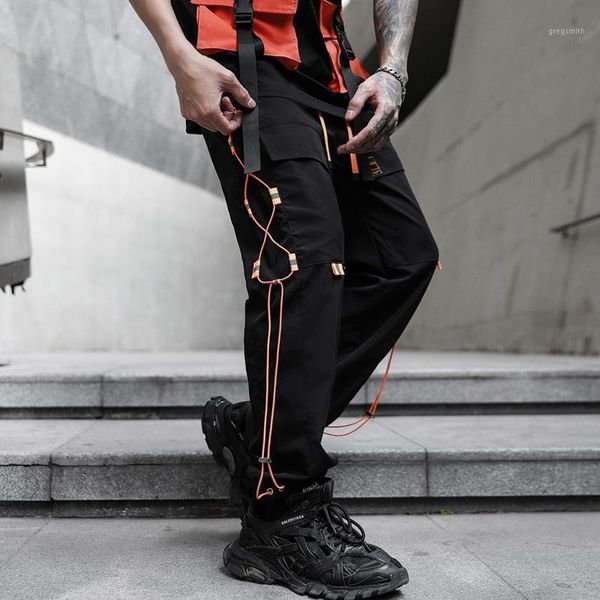 

aprilmomo 2020 jogging men's spring and summer overalls streetwear hip-hop casual pockets men's harajuku fashion trousers1, Black