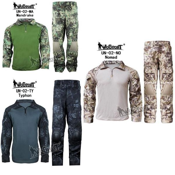 

hunting sets wosport clothe woodland marpat tactical clothes army combat uniform pant with pad camouflage, Camo