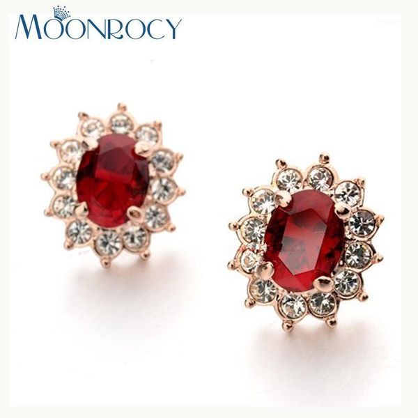 

moonrocy fashion jewelry wholesale sunflower rose gold color red green purple cz crystal earrings for women gift1, Silver