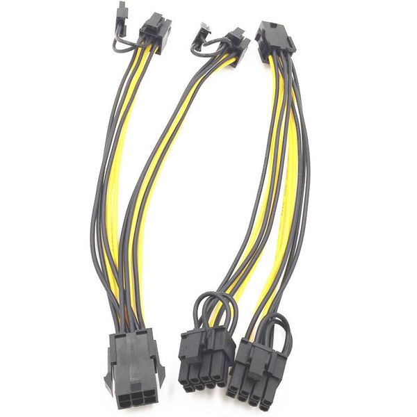 

pci-e 6-pin to 2x 6+2-pin to 2 x pcie 8 (6+2) pin motherboard graphics video card pci-e gpu vga splitter power cable