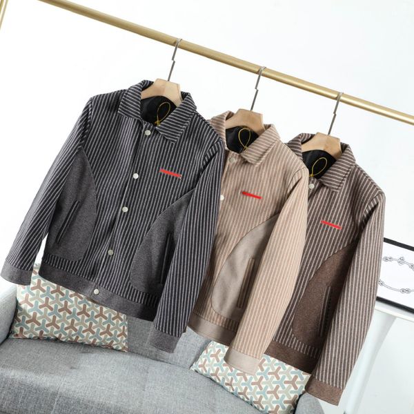 

mens winter jackets fashion stripe pattern with letters jacket 2020 new coat british style autumn clothes 3 colors quality, Black;brown