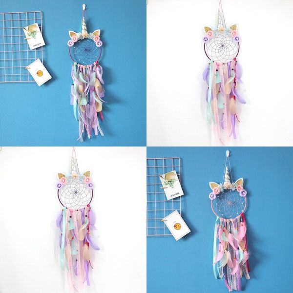 

bedroom wall hanging decoration unicorn home furnishing dream catcher ornament cars living room feathers pendants multicolor new 15ms j2