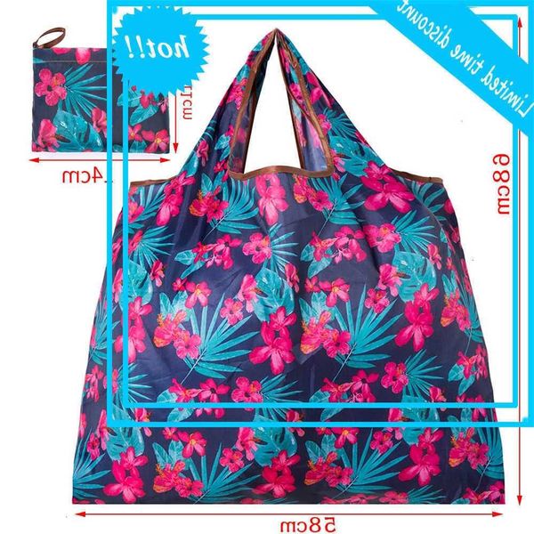 

new style 210t polyester waterproof foldable large shoulder storage reuse handbag beach shopping bag