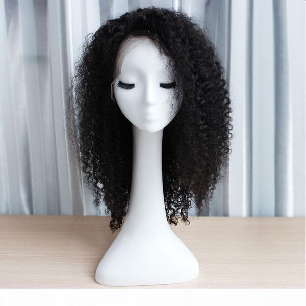 

glueless lace front virgin human hair wigs frontal lace wigs afro kinky curly style part middle part 8-22 inch african american wigs, Black;brown