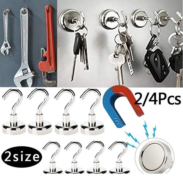 

4pcs/2pcs strong magnetic hooks heavy duty wall hooks hanger key coat cup hanging hanger for home kitchen storage orga wmtxbp