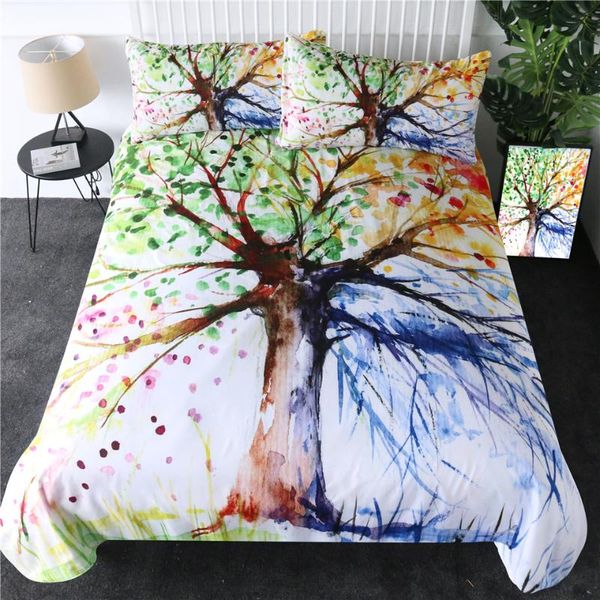 

bedding sets four seasons of trees printed sets,duvet cover set&pillowcase,quilt bedclothes home bedroom decor bed set
