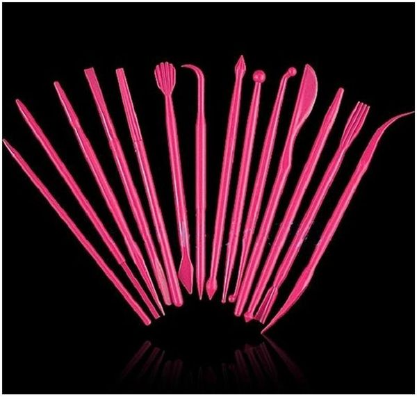 

14 pcs plastic sugar turning clay soft pottery plastic knife and brush brushes diy kit tools mini sugar turning sculptu jllzcu