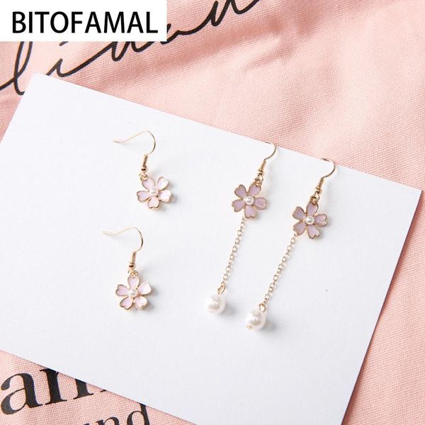 

сладкие цветочные серьги корейские женщины девушка имитация жемчужной вишневый цветущий уилья нашлакоп простой прекрасный элегантный подарок, Silver