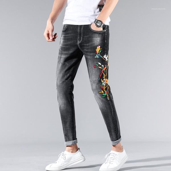 

men's jeans men's fashion trend ripped biker mens streetwear stretch denim pants1, Blue