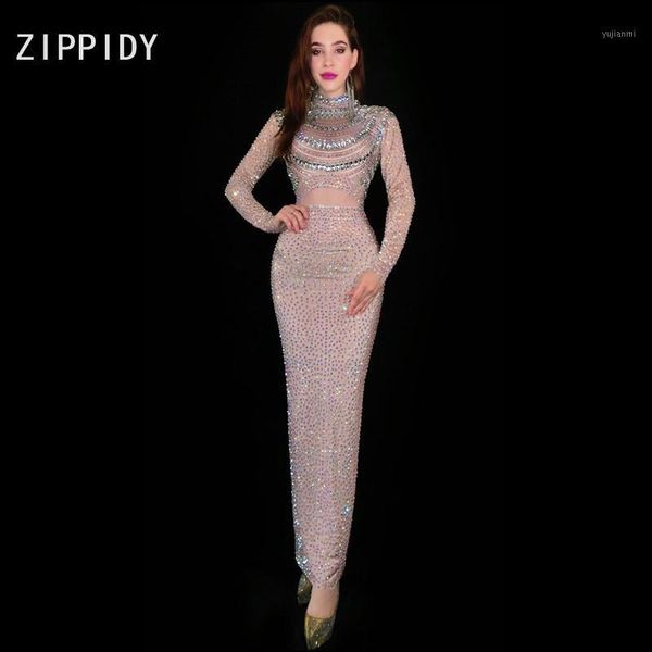 

multi-color sparkly rhinestones spandex dress women's birthday celebrate clothes women singer bar dancer long dress1, Black;red