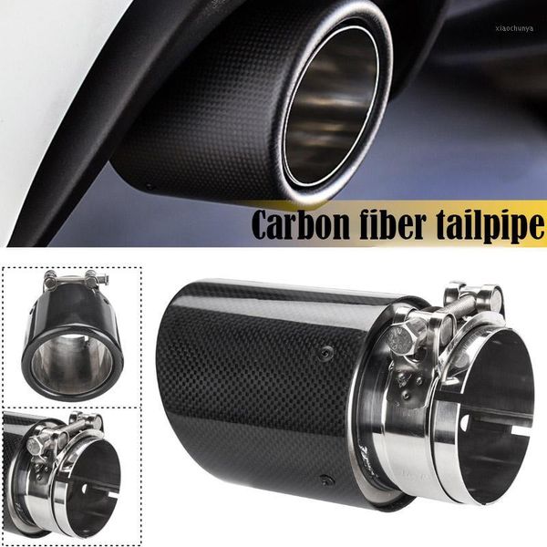 

muffler ak car styling exhaust tail pipes glossy carbon tip end stainless steel curly black for1
