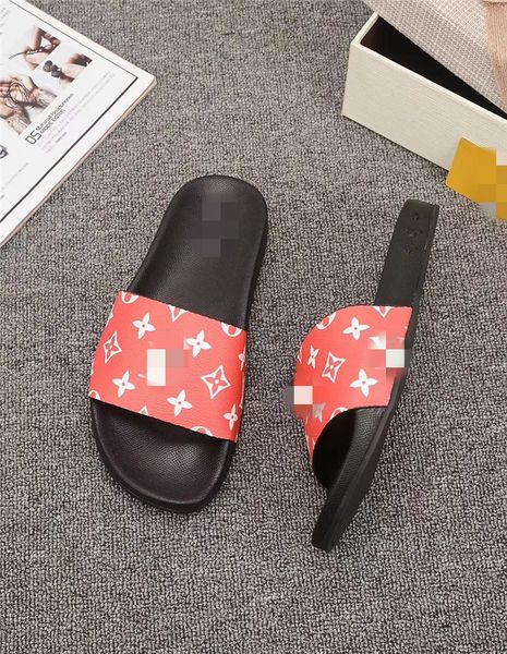 

luxury designer 2021 men sandals with correct flower box dust shoes print slide summer wide flat sandals slipper, Black