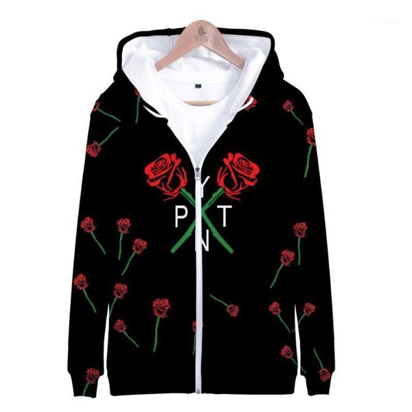 

women's hoodies & sweatshirts payton moormeier zip-up fashion autumn kids zipper casual roses surround 3d hip hop hooded1, Black