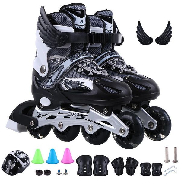

inline & roller skates single flash skate set children practice shoes adjustable
