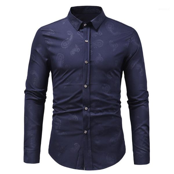 

men's casual shirts 1 pc men polyester autumn winter regular fit retro paisley shirt long sleeve printed blouse c05021, White;black