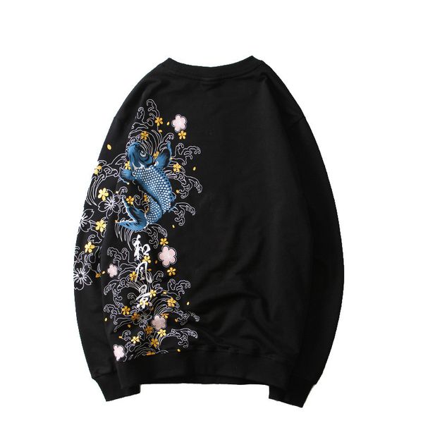

new 2020 sale arrival casual animal neck-full hip hop carp embroidered long-sleeve shirt of the big men velo hoodies stke, Black