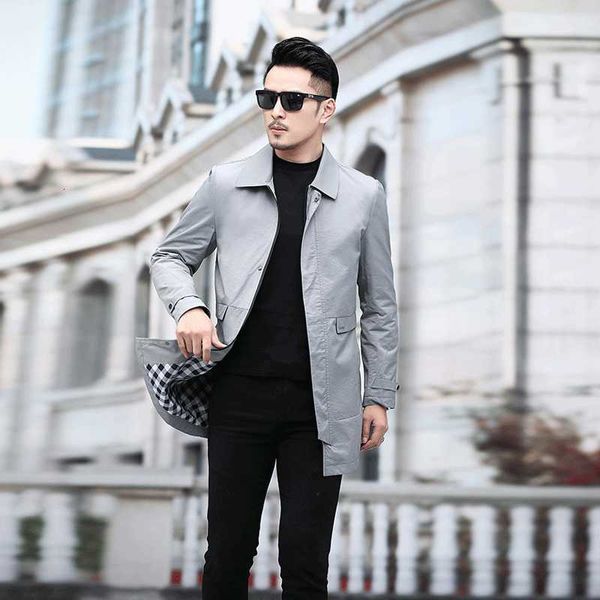 

new men's business hooded windbreaker in spring and autumn 2020, Tan;black