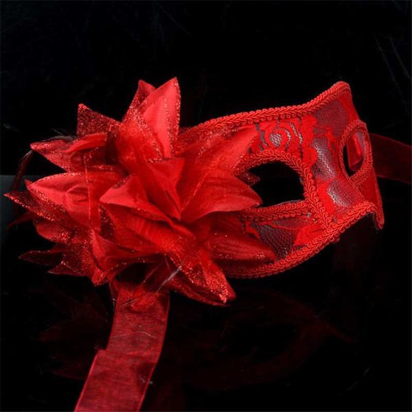

factory priceblack white red women feathered venetian masquerade for a masked ball lace flower masks 3 colors