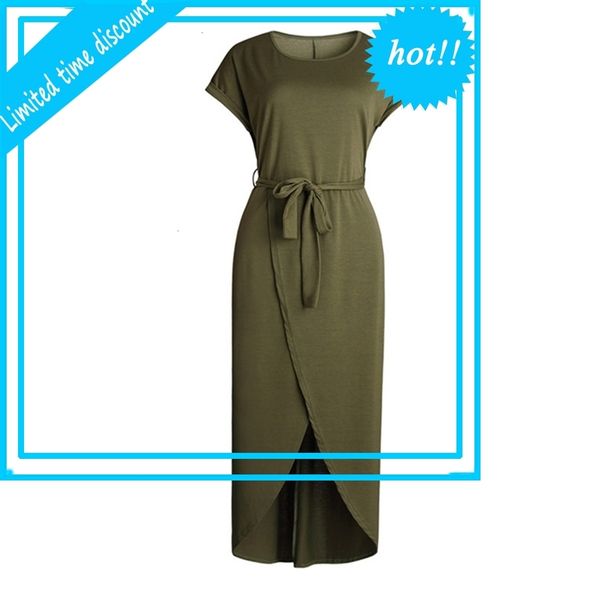 

summer vintage women high split maxi around throat short mouwen shrimp long jurk womens dress plus size beach, Black