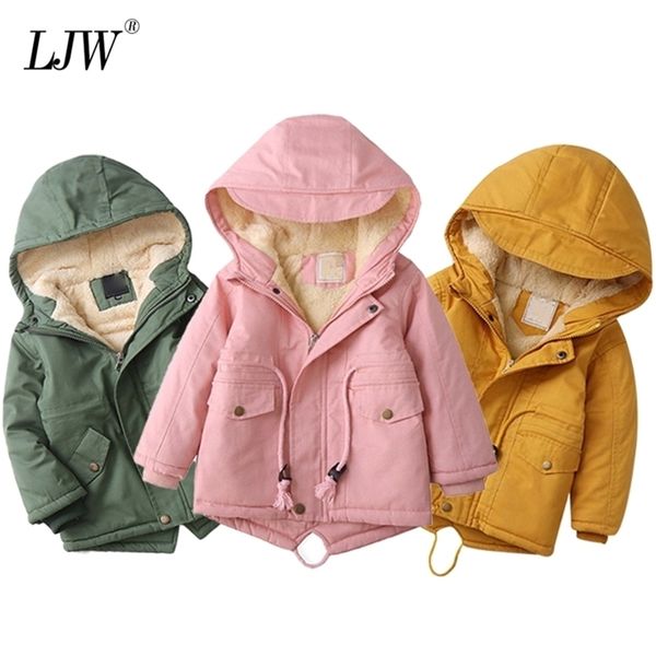 

winter fleece outdoor jacket children jacket boys hooded warm windbreaker casual baby boy girls plus velvet thick coats clothing 201216, Blue;gray
