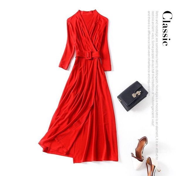 

mid neck 7-point stretch waistband dress for women kg-191, Black;gray