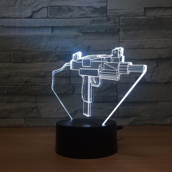 

led cool 3d light machine gun table night lights with atmosphere lamp 7 kinds of color as gifts drop ing