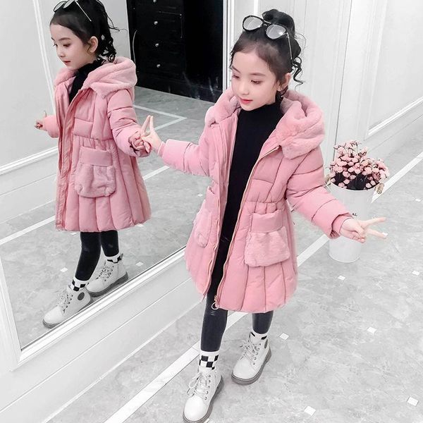 

children winter jackets for girls warm cotton-padded coat parka 2020 kids hooded thick outerwear girl clothes long coats, Blue;gray