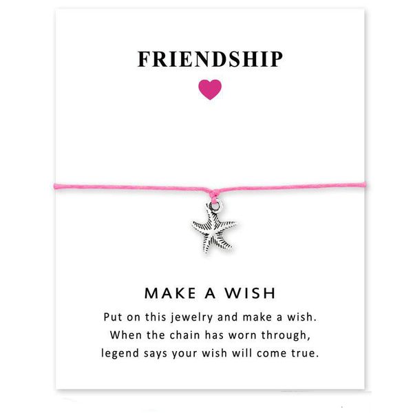 

women make a bracelets with card for men starfish charm rope chains bangle friendship fashion jewelry gift