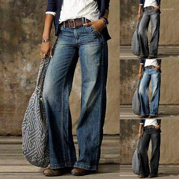 

women's jeans lugentol plus size women straight pockets mid-waist spring fashion washe womens bottoms lugentolo1, Blue