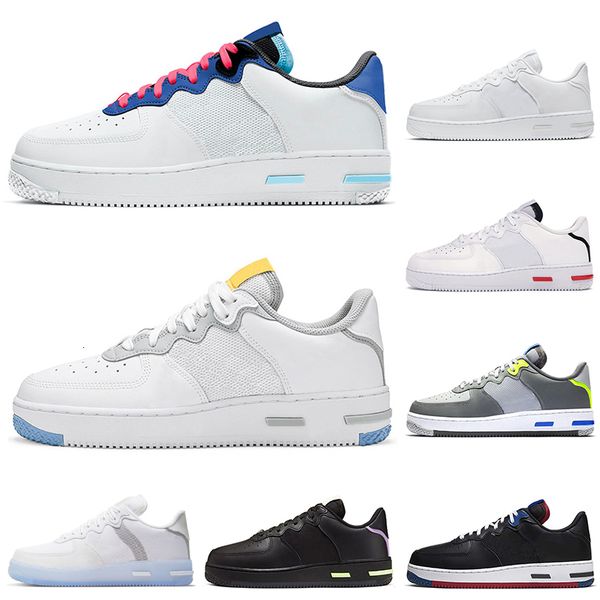 

light bone 1 react running shoes triple white smoke grey astronomy blue womens mens trainers sports sneakers walking jogging runners 36-45, White;red