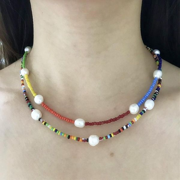 

pendant necklaces 2021 ly listed freshwater pearl multicolor beads paired with special design necklace female gifts, Silver