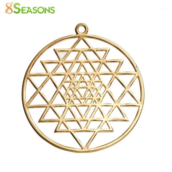 

8seasons copper sri yantra meditation pendants round gold-color hollow 39mm(1 4/8") x 35mm(1 3/8"), 1 piece1, Black
