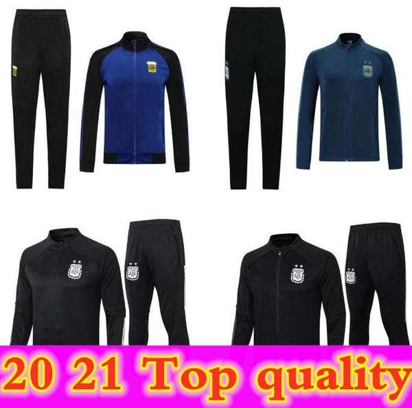 

2020 2021 argentina football tracksuit jackets kits 20/21 survetement messi di maria kun aguero dybala training suit soccer jacket set, Black