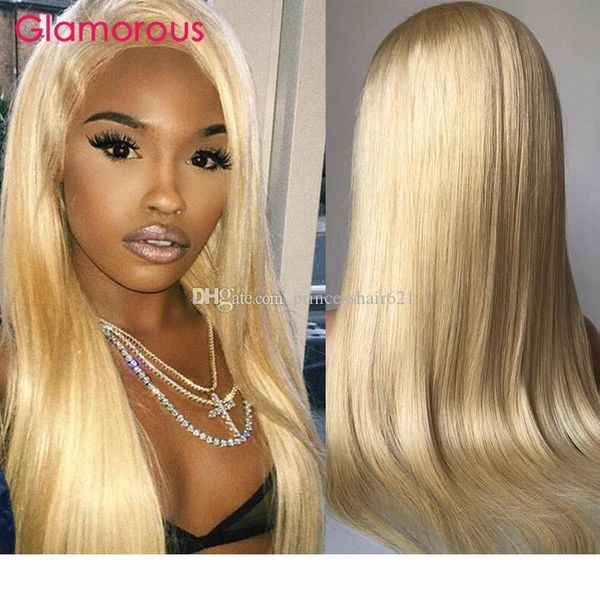 

#613 blonde full lace human hair wigs 613 blonde lace front human hair wigs brazilian virgin straight hair 150% density lace frontal wigs, Black;brown
