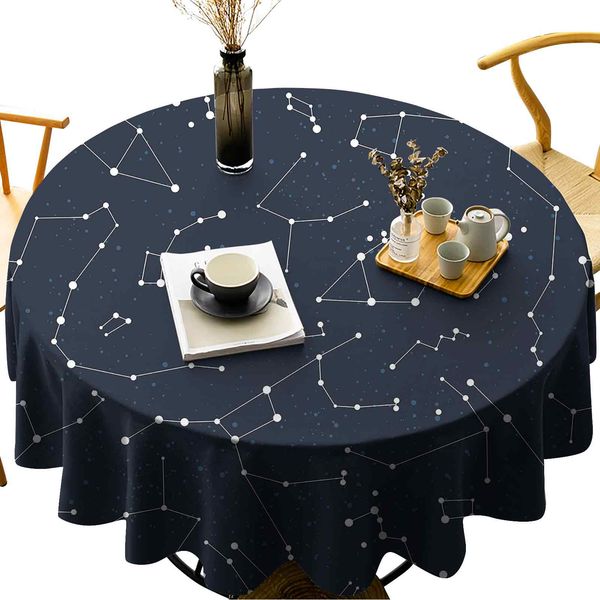 

round tablecloth for kitchen dining tablemilky way inspired pattern with cluster of fixed stars in night sky