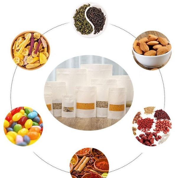 

white kraft paper mylar doypack bag food tea snack package storage bags stand up p jllbhd eatout