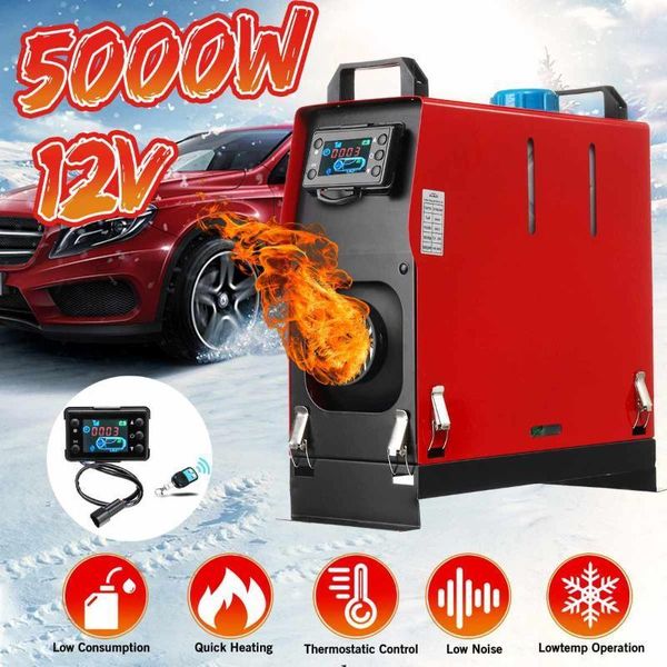 

hcalory 12v 5000w diesel air parking heater diesel heating parking air heater one hole with lcd key switch + remote control1