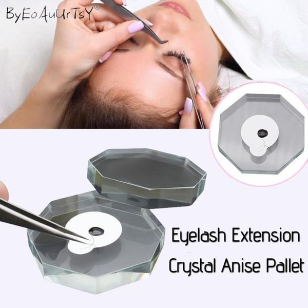 

crystal glass adhesive glue pallet makeup tools false eyelash extension glue pads for lashes multifaceted cutting holder