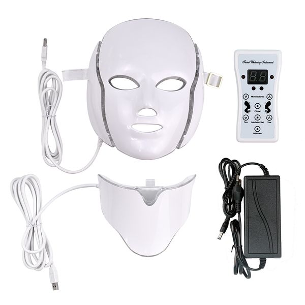 

7 color led light therapy face beauty machine led facial neck mask with microcurrent for skin whitening device ent