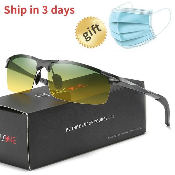 

aluminum sports polarized glasses for drivers day and night vision goggles anti glares mens sunglasses with yellow lens 59331, White;black